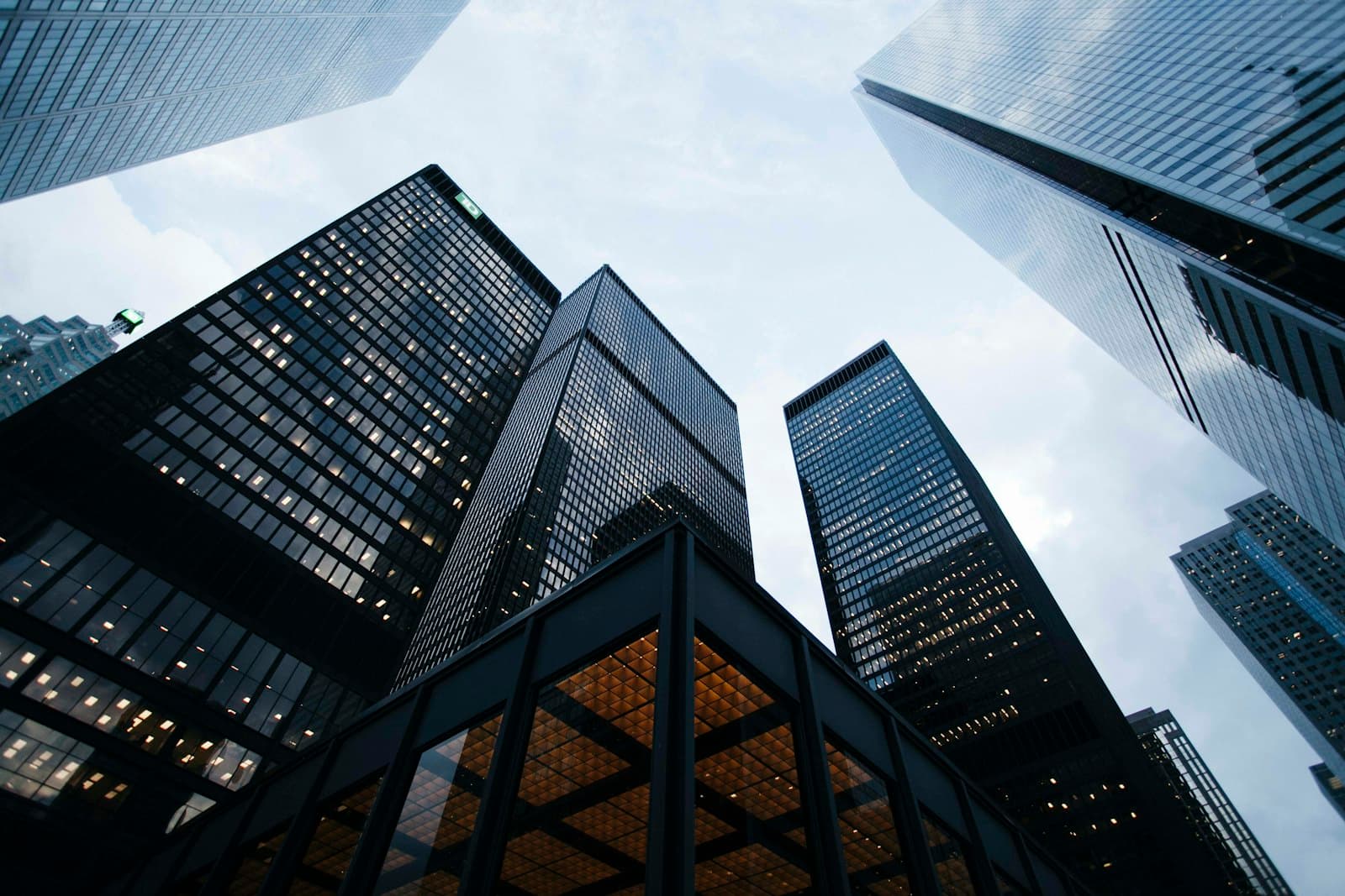 Commercial buildings in a city business district
